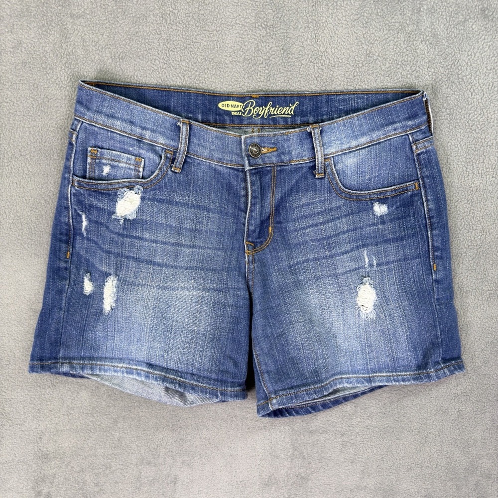 Old Navy Shorts Womens 4 Blue Medium Wash Mid Rise‎ Boyfriend Relaxed Denim